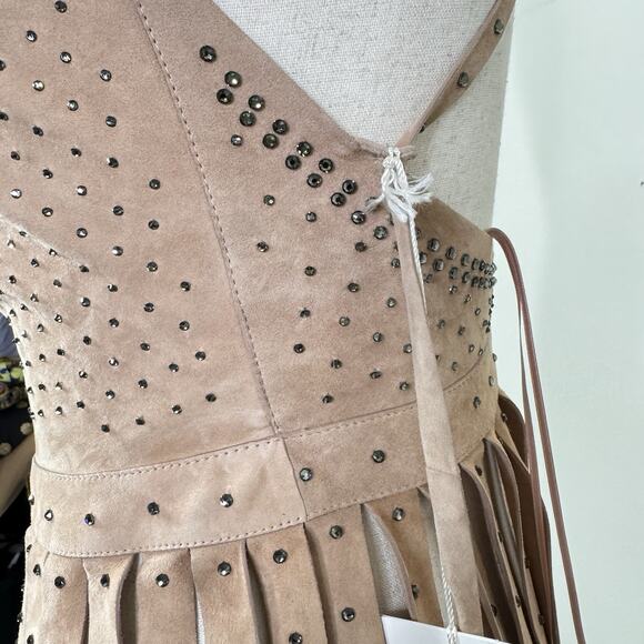 NWT Valentino Suede Studded Fringe Top Runway Collector Rare Balletcore Blush XS - Picture 9 of 16